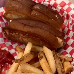 Grilled cheese sandwich and French Fries