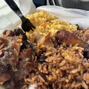 Oxtails with Broad Beans Side of Jamaican Rice and Peas Mac