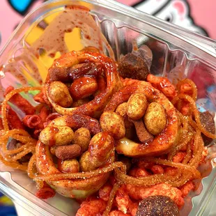 a plastic container filled with food