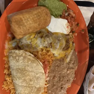 1. Enchilada, Taco and Chimichanga Combo