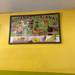 Botanas Poblanos: menu