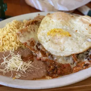 Chilaquiles with steak and eggs