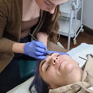 Eyebrow shaping in progress!