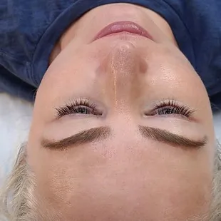 After photo of Beautiful brow and lash tinting on blonde.