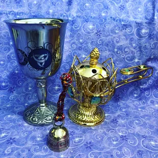 Chalice, incense burner and magickal bell