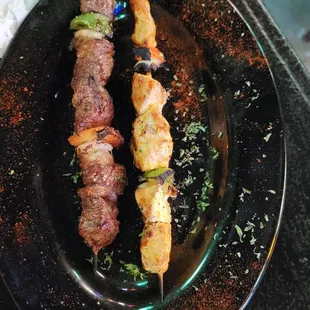 Chicken and steak skewers