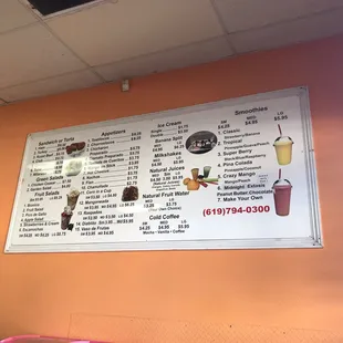 menu and prices