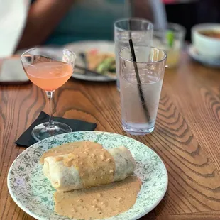 Burrito and bottomless mimosas