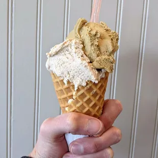 Botolino Gelato Artigianale 1-17-22: Don Pistachio Gelato, Pecan Gelato, Waffle Cone