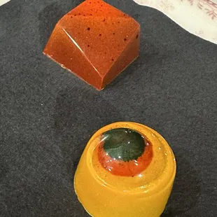 Carmel and Passion fruit bon bon