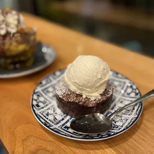 Brownie Sundae with white coffee gelato
