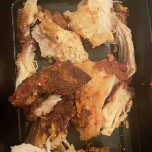 Burnt chicken in the chicken parm took out to give to the dog. Super dry and tasted like cardboard