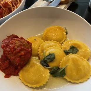 Lobster Raviolli in butter &amp; sage sauce