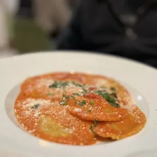 Special crab ravioli with vodka sauce