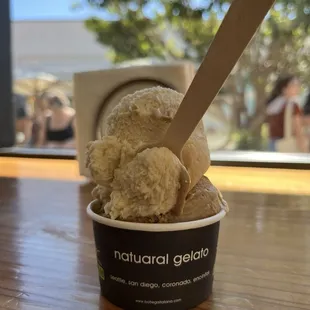 Small Gelato: Butterscotch over coffee