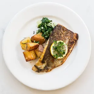 Branzino, Swiss Chard, Roast Potatoes