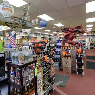 the inside of a liquor store