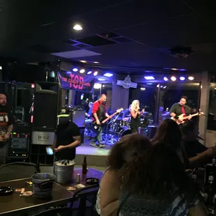 a band playing on stage