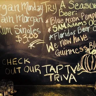 a menu on a blackboard