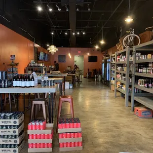 the inside of a liquor store