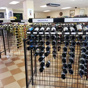 rows of wine bottles on racks