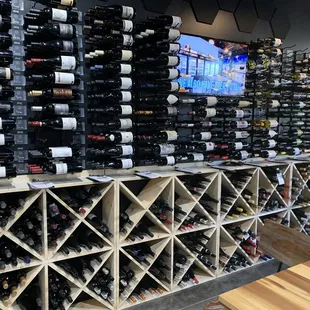 a wine rack in a wine shop