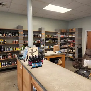the inside of a liquor store