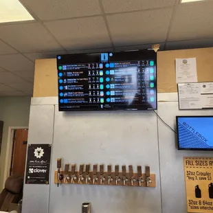 a beer tap and a television