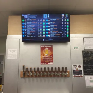 Board with all the beers on tap and their status