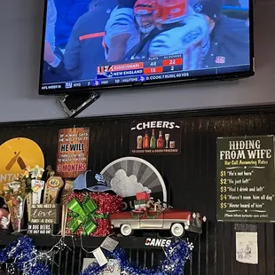 a tv screen with a football game on it