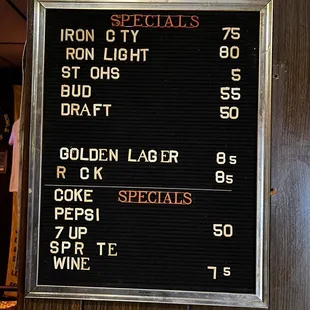 Price list from old school club that used to be at location.