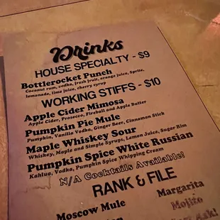 menu
