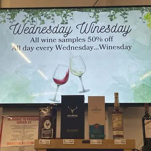 a display of wine samples