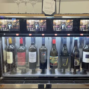 a display of wine bottles