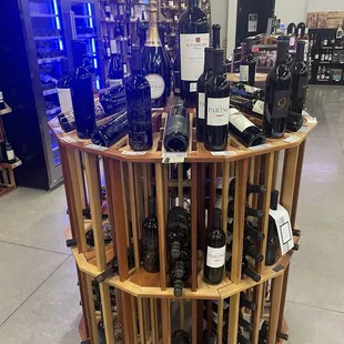 a display of wine bottles