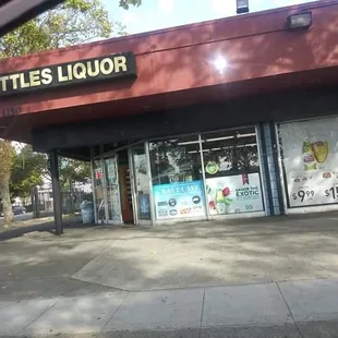 the outside of a liquor store