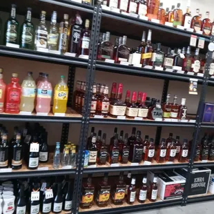 shelves of liquor