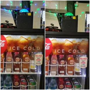 a display of ice cold beverages