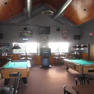 a pool table in a restaurant