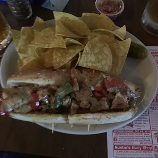 Chicken philly and cheese. I switched the Swiss cheese for pepper jack. Game changer!