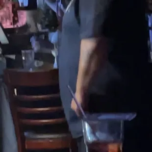 Bar area, Bartender, The guy who purchased her an alcohol shot while on the clock. An the security guard