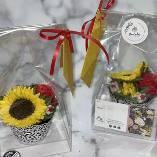 Sunflower chocolate cupcake. Packaged individually for the perfect gift.