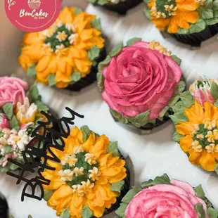 Spring is coming. Celebrate with a dozen floral cupcakes.