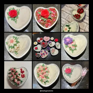 Valentine's Day Special Mini-heart cakes. $5 each...buy 5 and get the 6th free. Designer's Choice only.