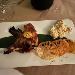 Grilled Kama with preserved kumquat