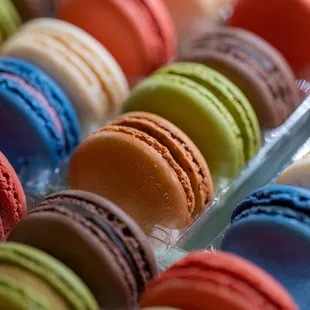 Macarons on display.