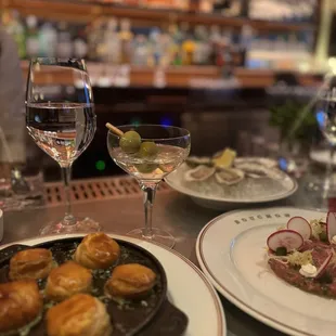 Escargot and beef tartare