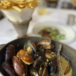 Mussels with butter sauce.  A favorite for me.