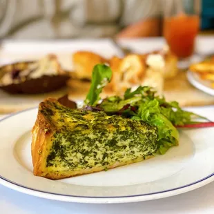 Quiche Florentine - Bouchon Bakery quiche Florentine served with mixed greens