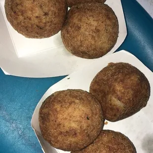boudin balls hot and fresh. when you call in, they make them fresh!